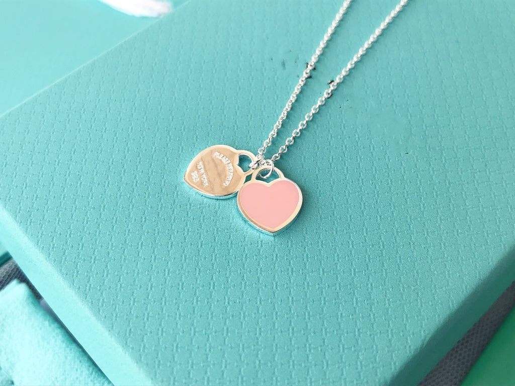Tiffany Double Heart Pendant Silver Necklace