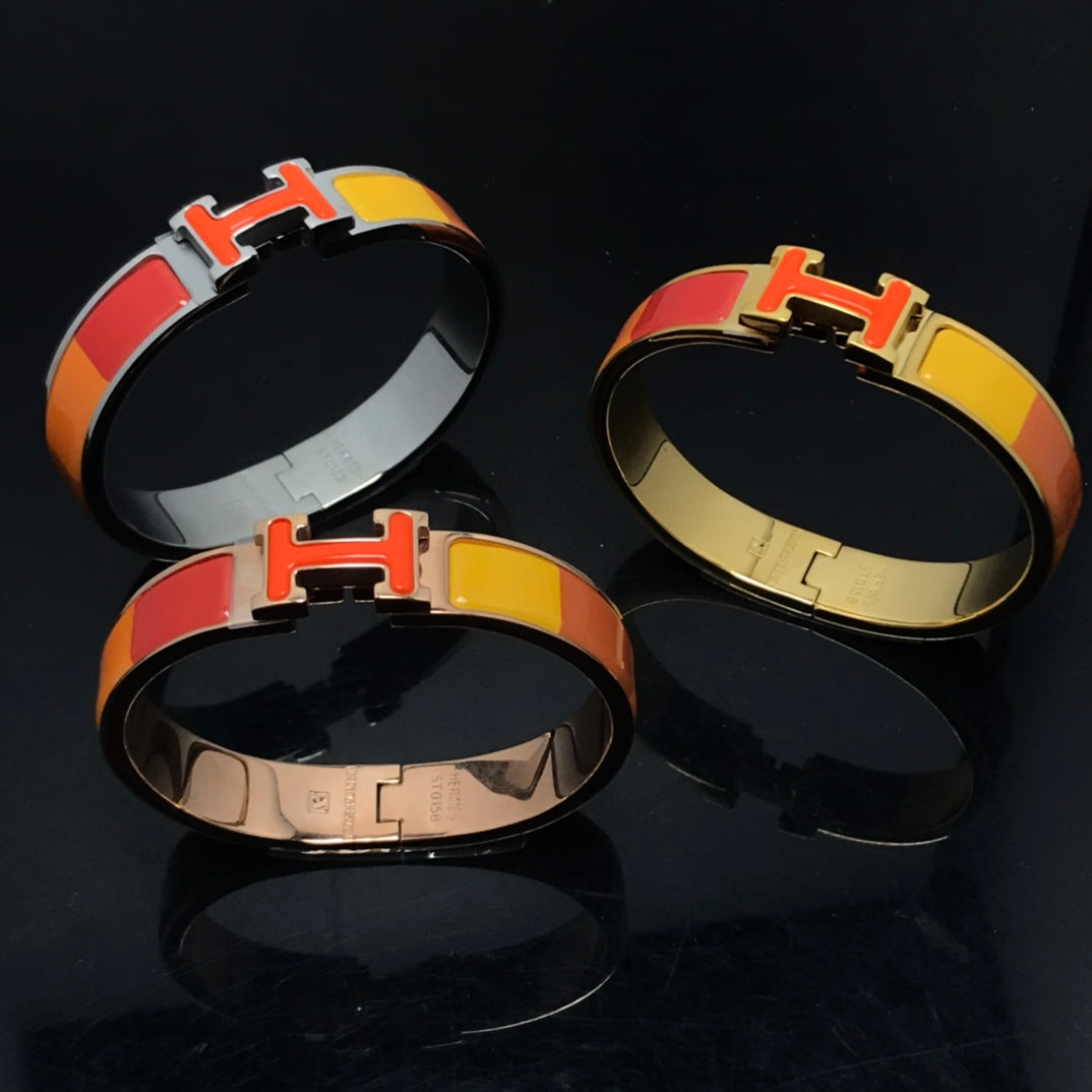 Hermes H Bracelet Orange Rainbow Ceramic