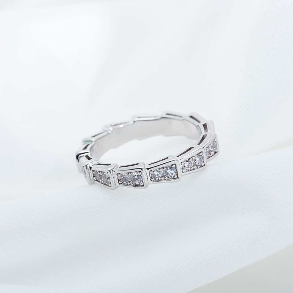 Bvlgari Serpenti Ring Silver Cubic Zirconia Paved 3MM