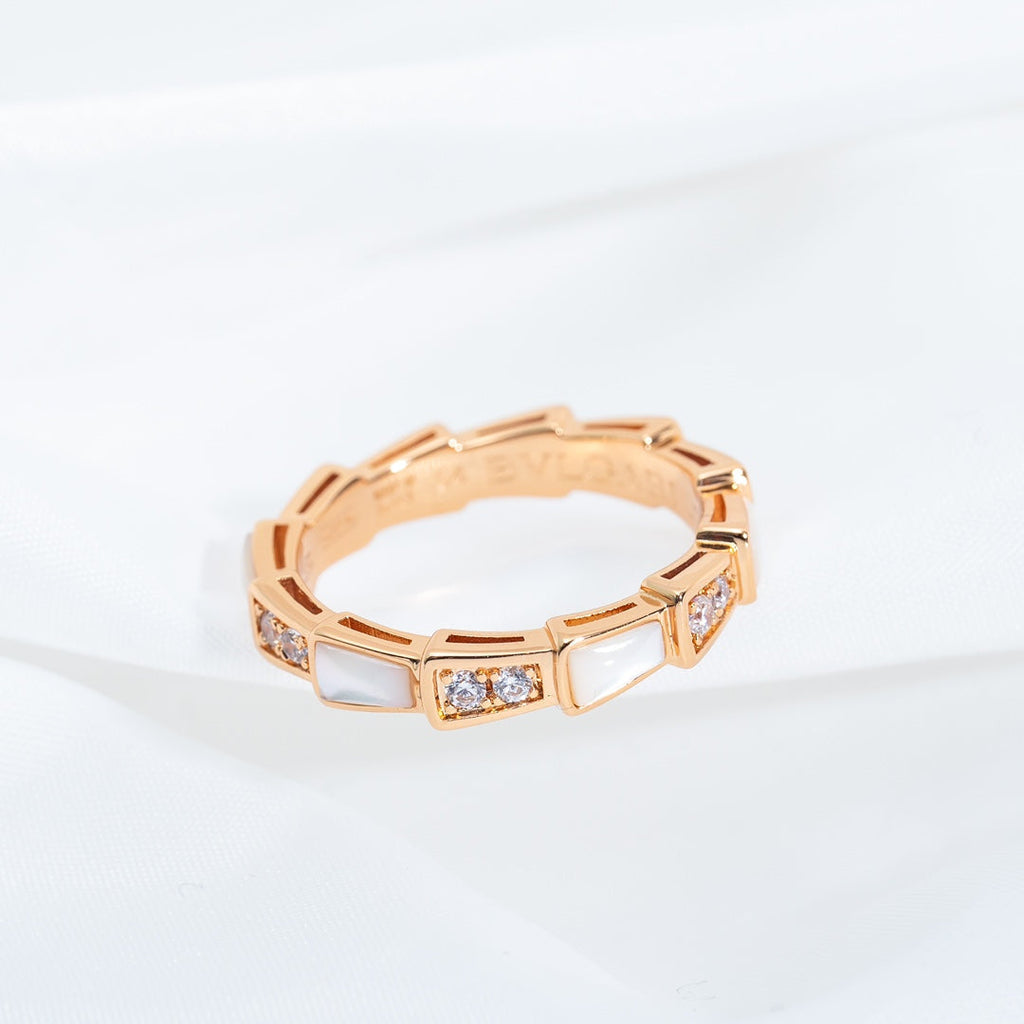Bvlgari Serpenti Ring Pink Gold Cubic Zirconia MOP 3MM