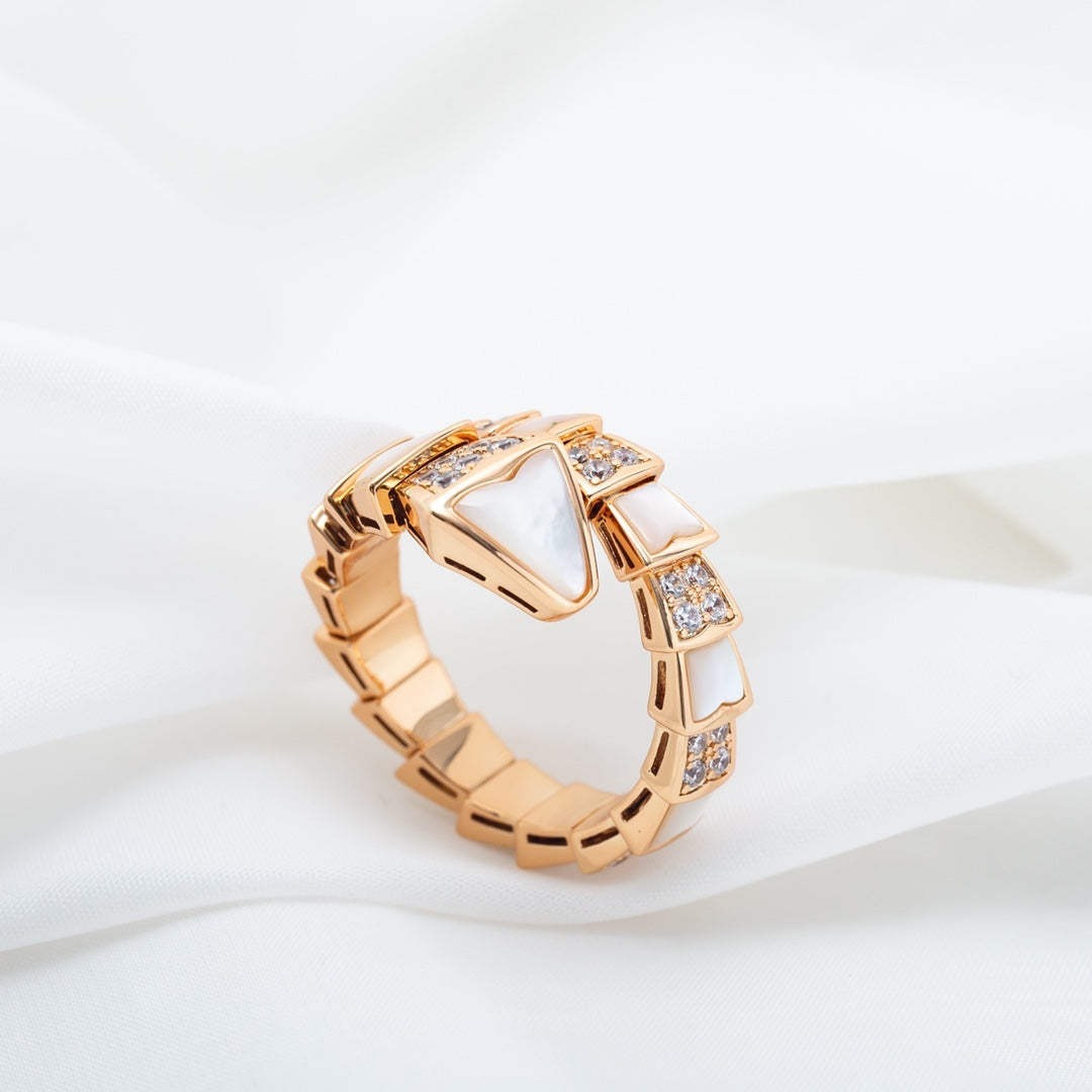 Bvlgari Serpenti Ring Pink Gold Cubic Zirconia MOP