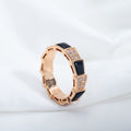 Bvlgari Serpenti Ring Pink Gold Black MOP Cubic Zirconia Paved 4MM