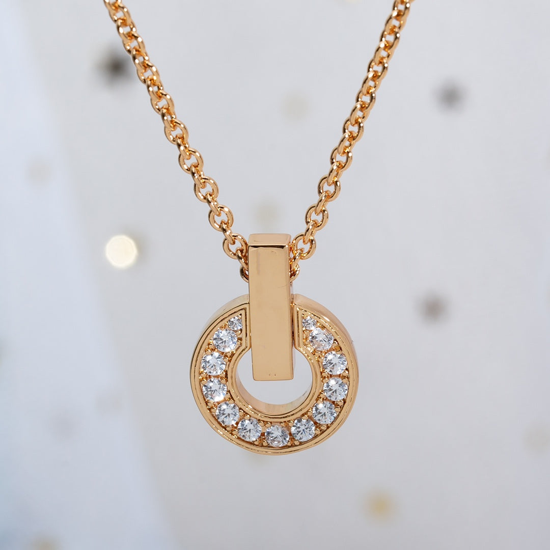 Bvlgari Gari Necklace Pink Gold Cubic Zirconia