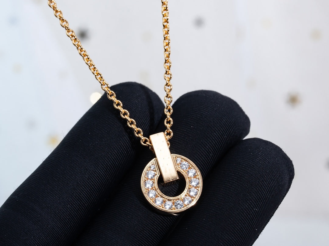 Bvlgari Gari Necklace Pink Gold Cubic Zirconia