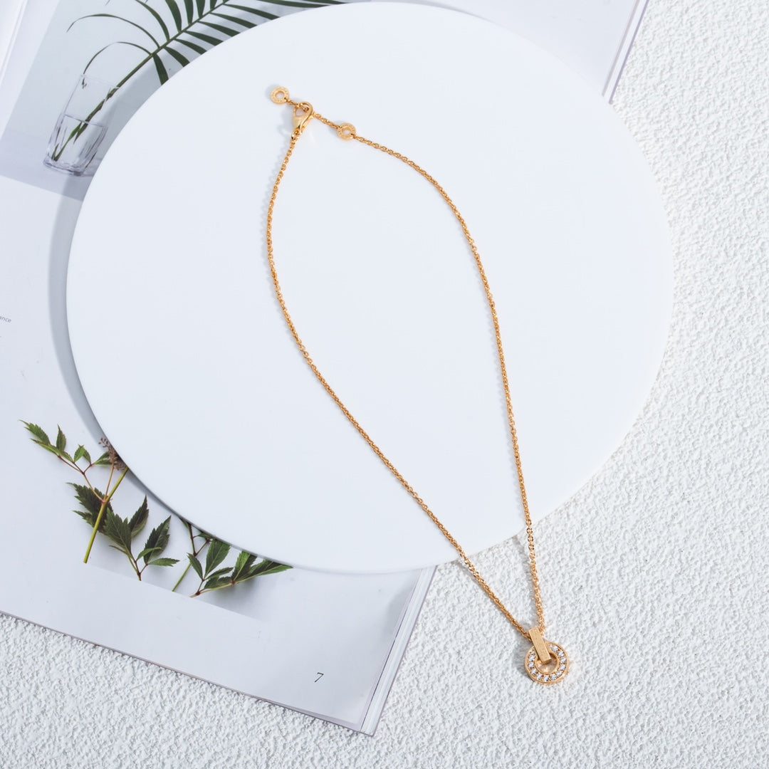 Bvlgari Gari Necklace Pink Gold Cubic Zirconia