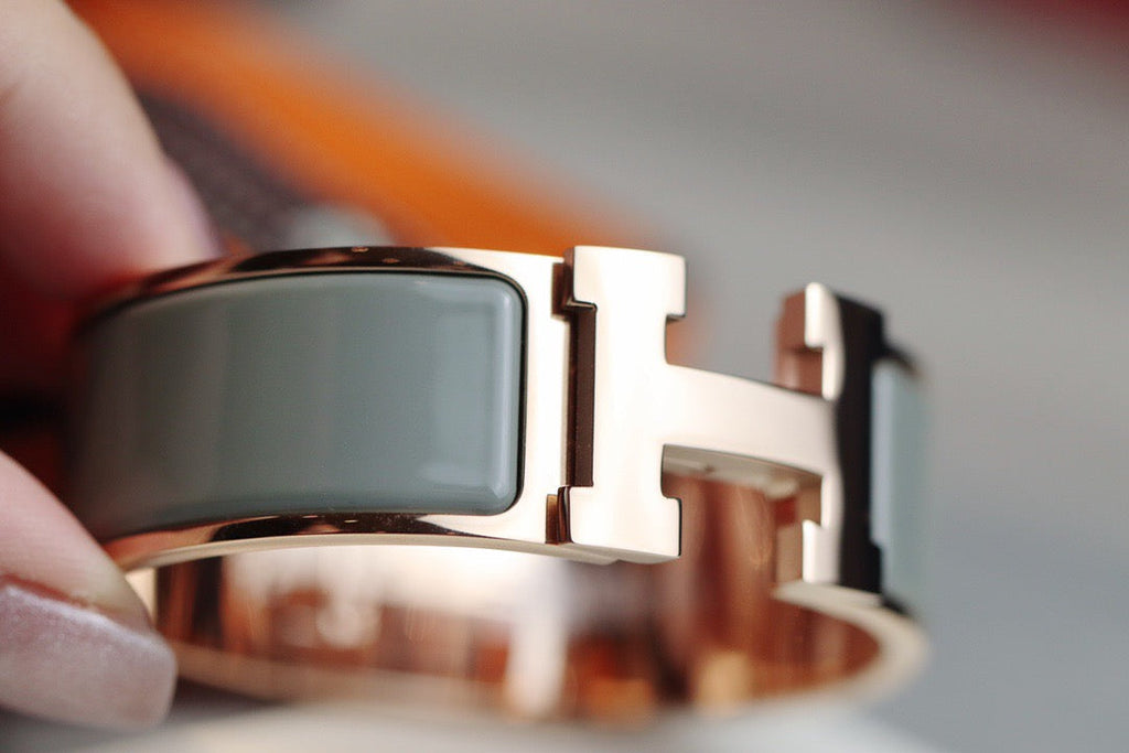 Hermes H Bracelet 18MM Pink Gold Blue Green