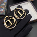 Dior CD Earrings Gold Cubic Zirconia 33MM