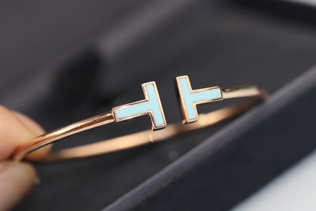 Tiffany T Bracelet 1.8MM Turquoise Pink Gold