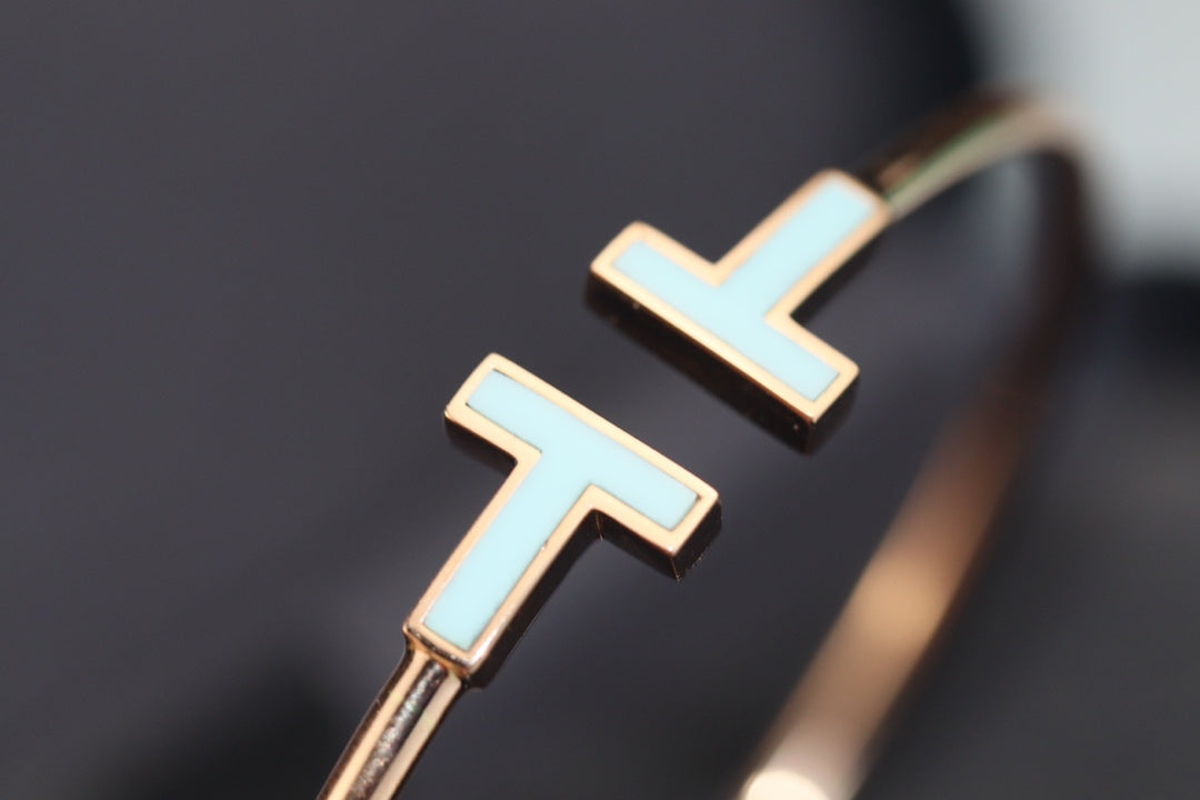 Tiffany T Bracelet 1.8MM Turquoise Pink Gold