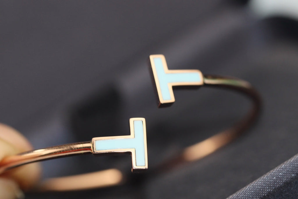 Tiffany T Bracelet 1.8MM Turquoise Pink Gold