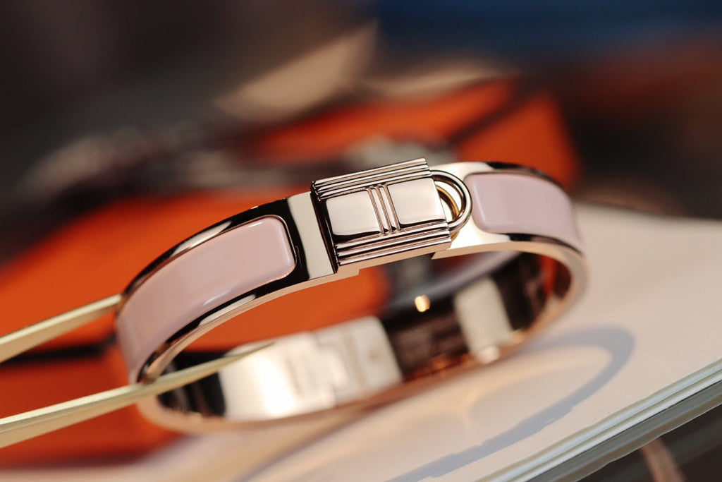Hermes H Lock Pink Gold Bracelet 12MM