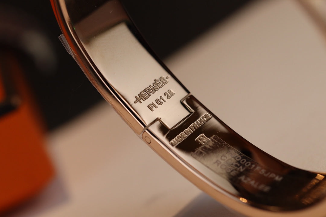 Hermes H Lock Pink Gold Bracelet 12MM
