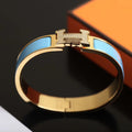 Hermes H Cloud Blue Bracelet Gold Cubic Zirconia