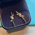 Tiffany Knot Earrings Gold Cubic Zirconia
