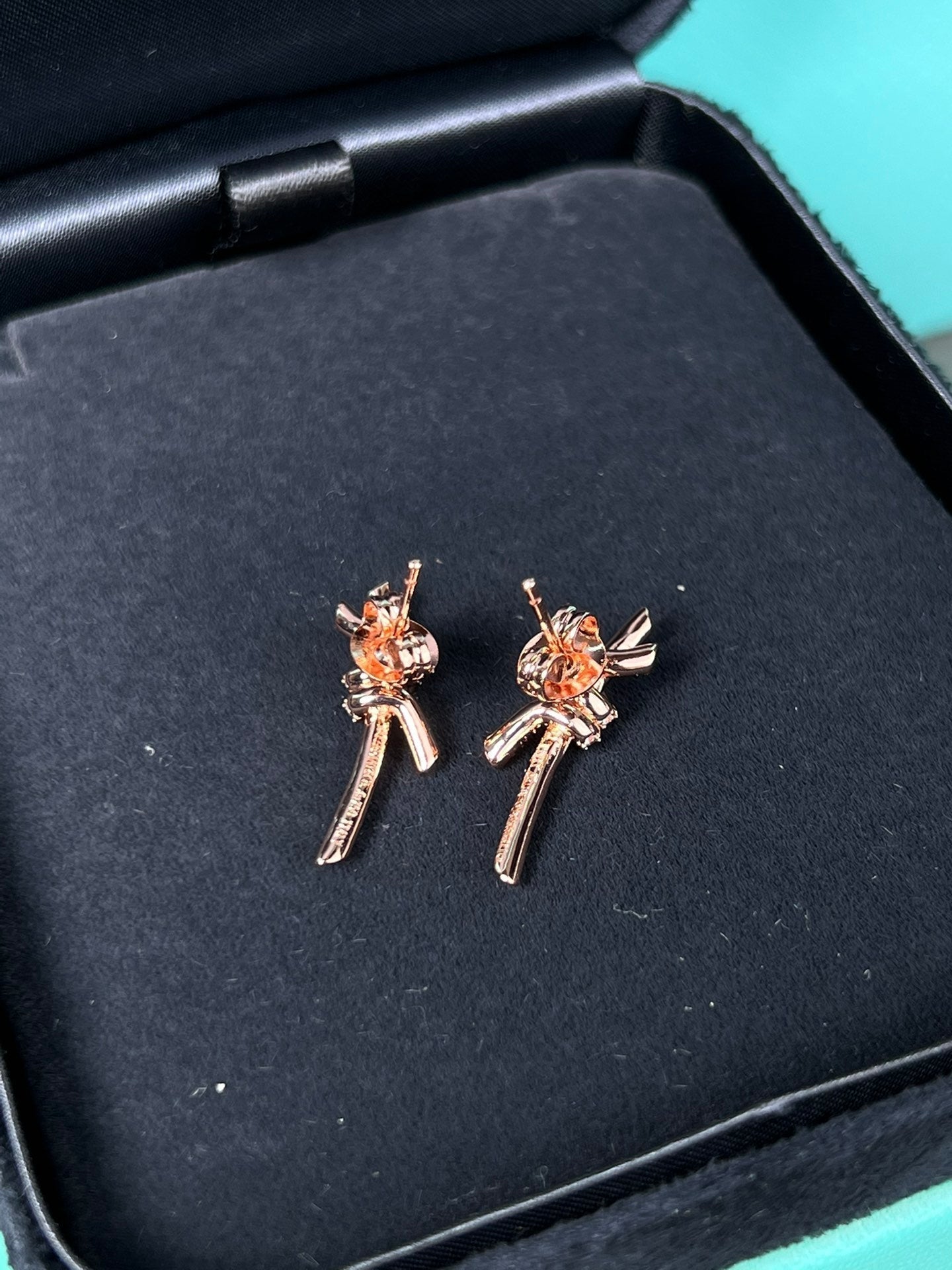 Tiffany Knot Earrings Pink Gold Cubic Zirconia
