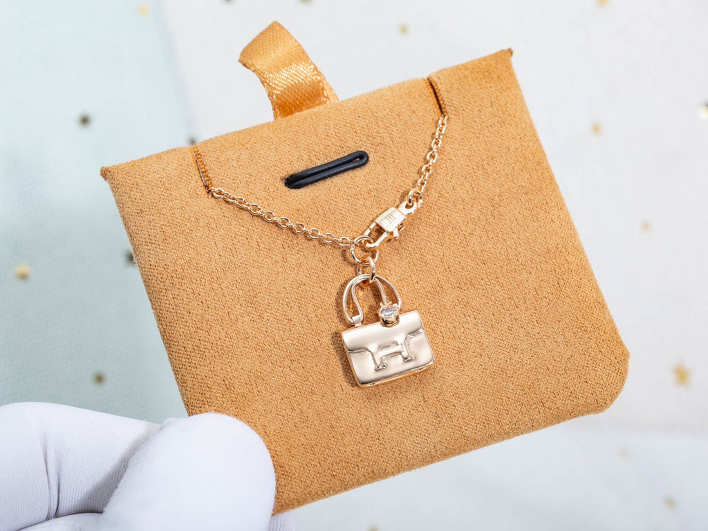Hermes Amulette Constance Pendant Pink Gold Necklace