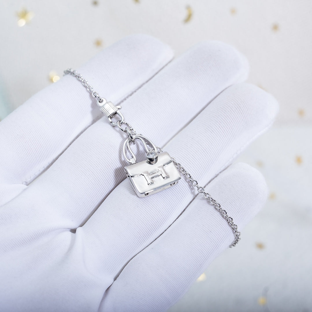 Hermes Amulette Pendant Silver Necklace