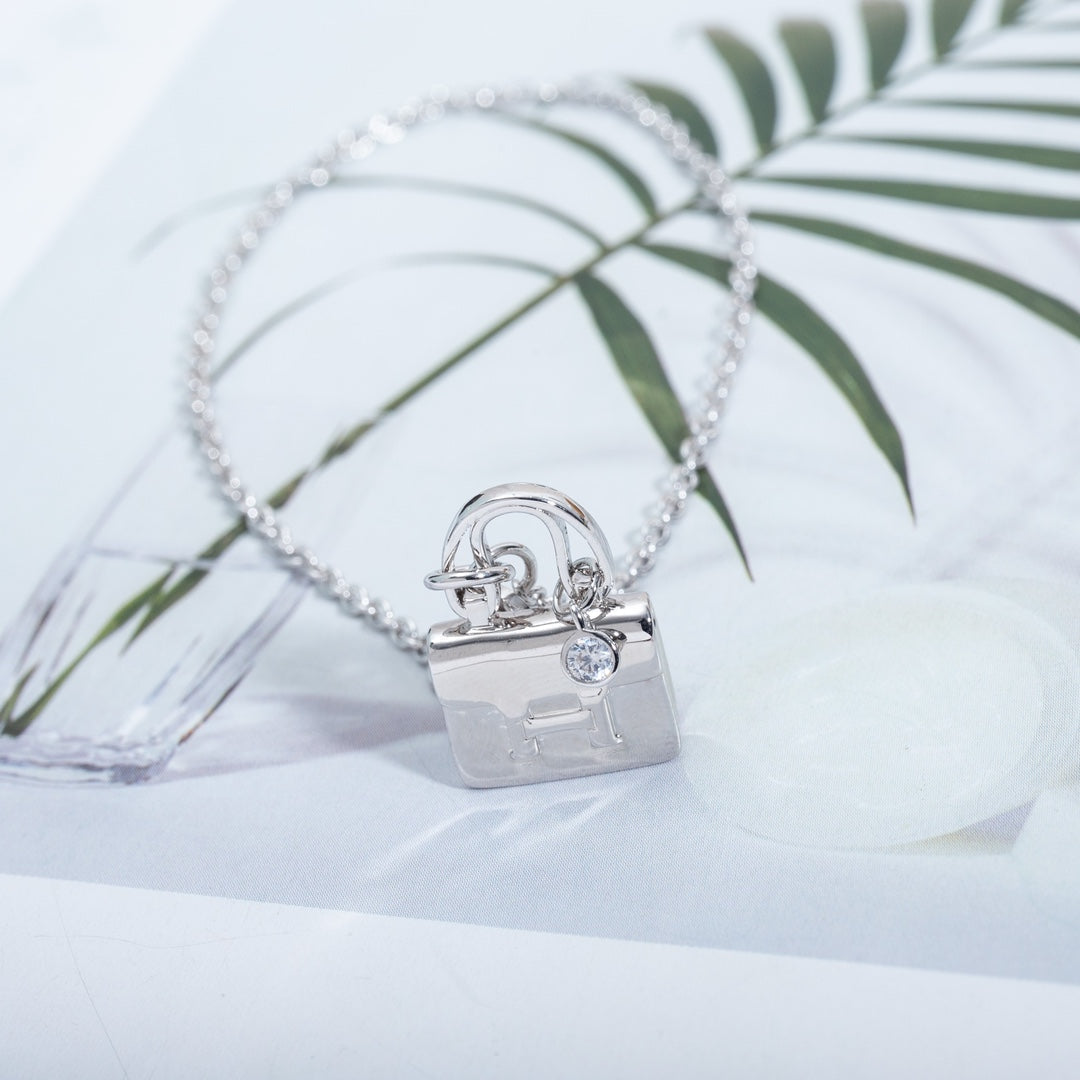 Hermes Amulette Pendant Silver Necklace