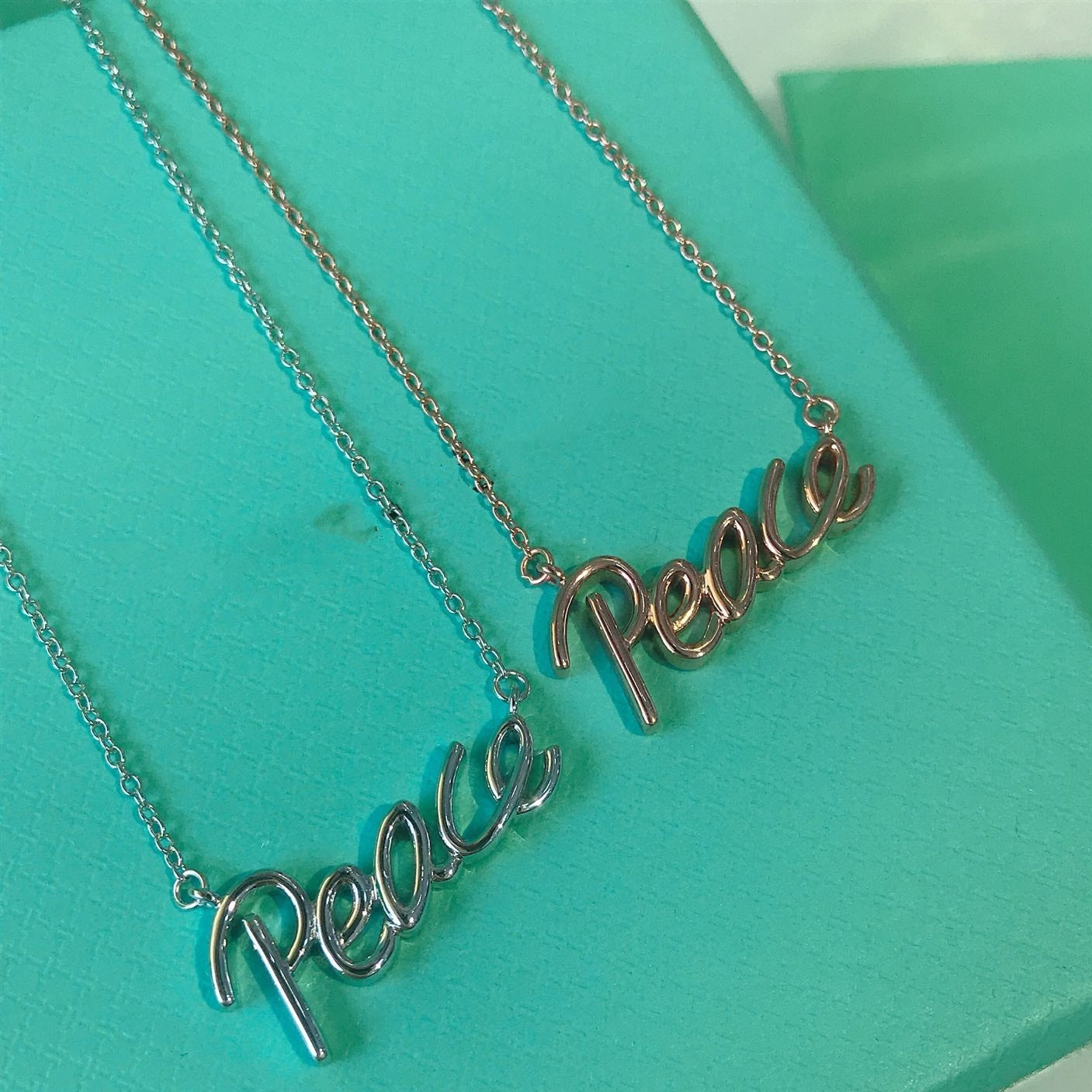 Tiffany Peace Text Pendant Necklace