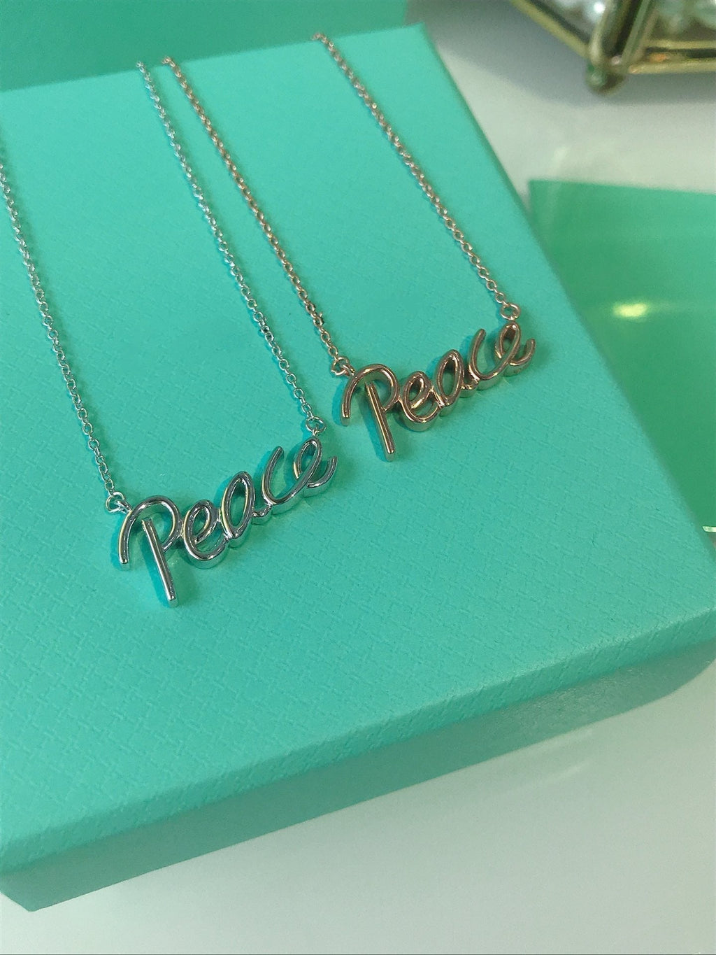 Tiffany Peace Text Pendant Necklace