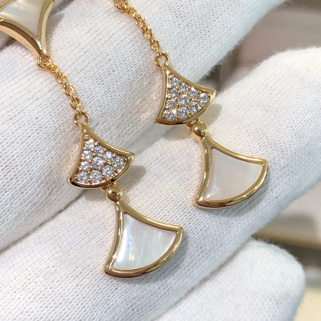 Bvlgari Dream Earrings 3 Motifs Cubic Zirconia MOP Pink Gold
