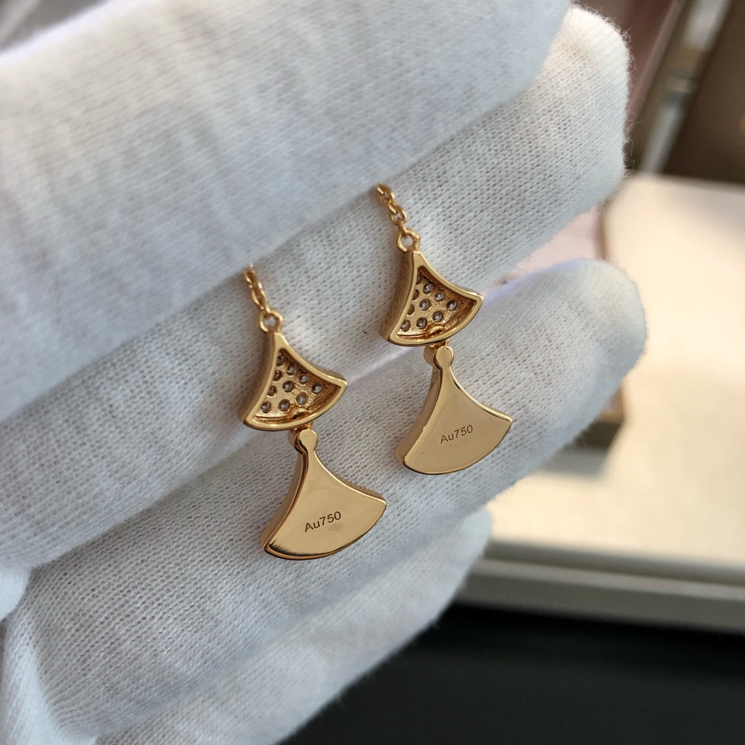 Bvlgari Dream Earrings 3 Motifs Cubic Zirconia MOP Pink Gold