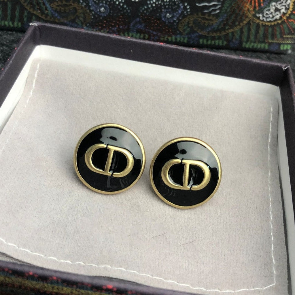 Dior CD Stud Onyx Earrings