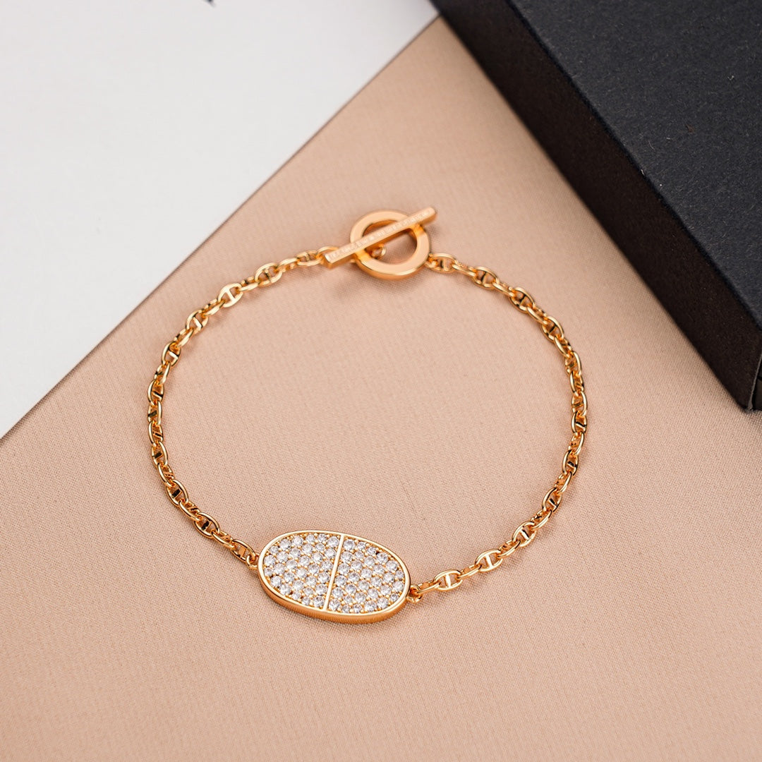 Hermes Chaine Verso Cubic Zirconia Bracelet