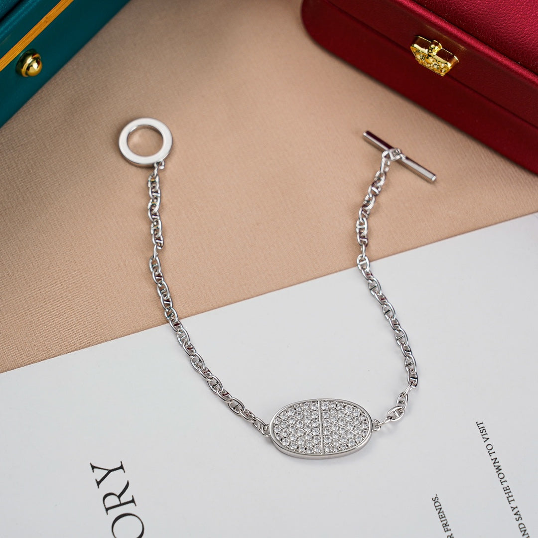 Hermes Chaine Verso Cubic Zirconia Bracelet