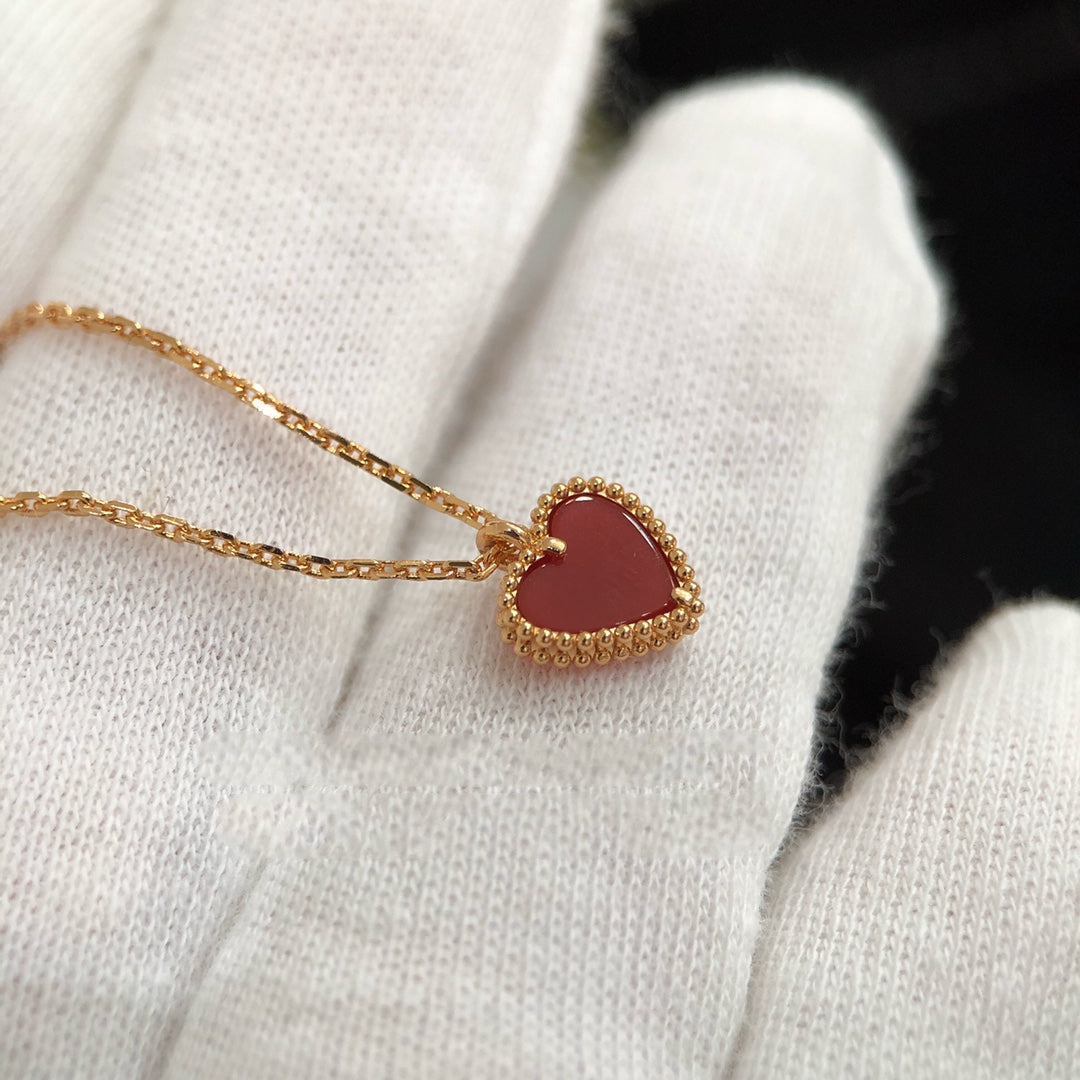 Chopard Heart Carnelian Pink Gold Necklace