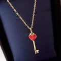 Tiffany Key Pendant Carnelian Heart Gold Necklace