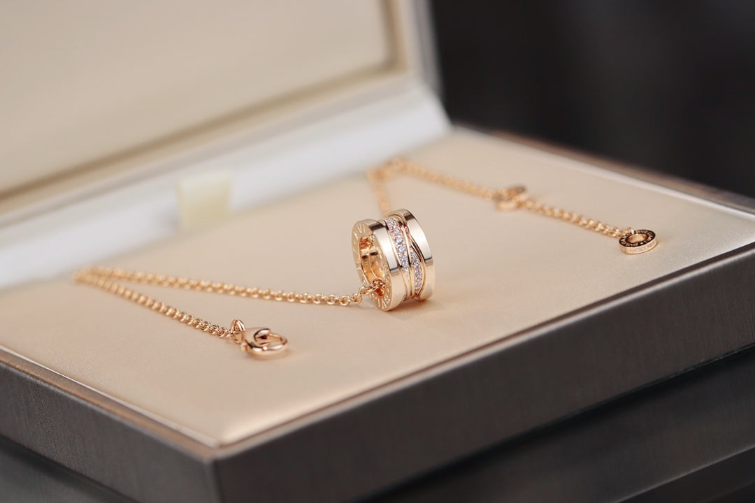 Bvlgari Zero 1 Pink Gold Necklace Cubic Zirconia