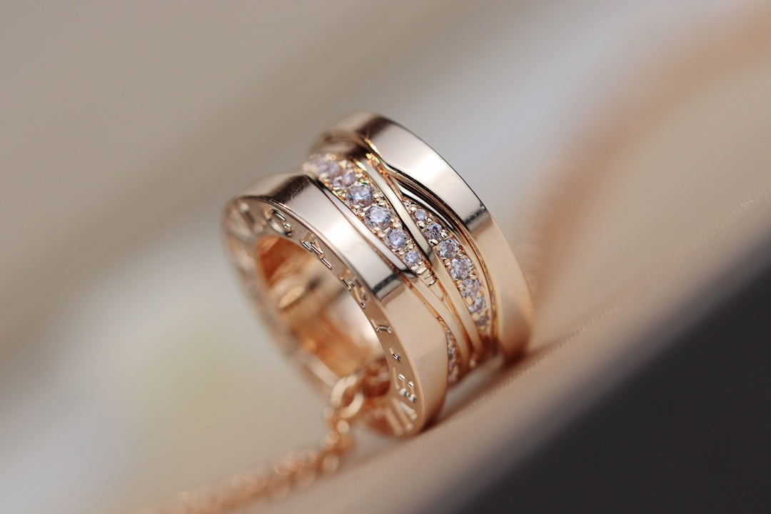 Bvlgari Zero 1 Pink Gold Necklace Cubic Zirconia