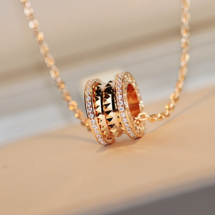 Bvlgari Zero 1 Rock Pendant Pink Gold Necklace