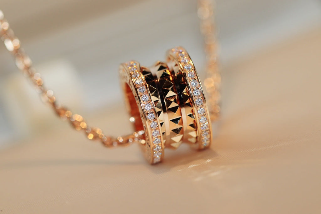 Bvlgari Zero 1 Rock Pendant Pink Gold Necklace