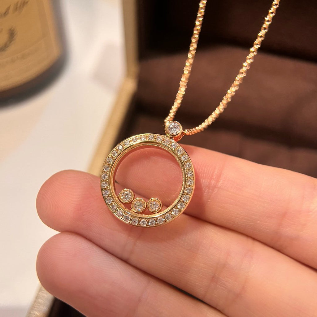 Chopard Happy Heart Cubic Zirconia Pink Gold Necklace
