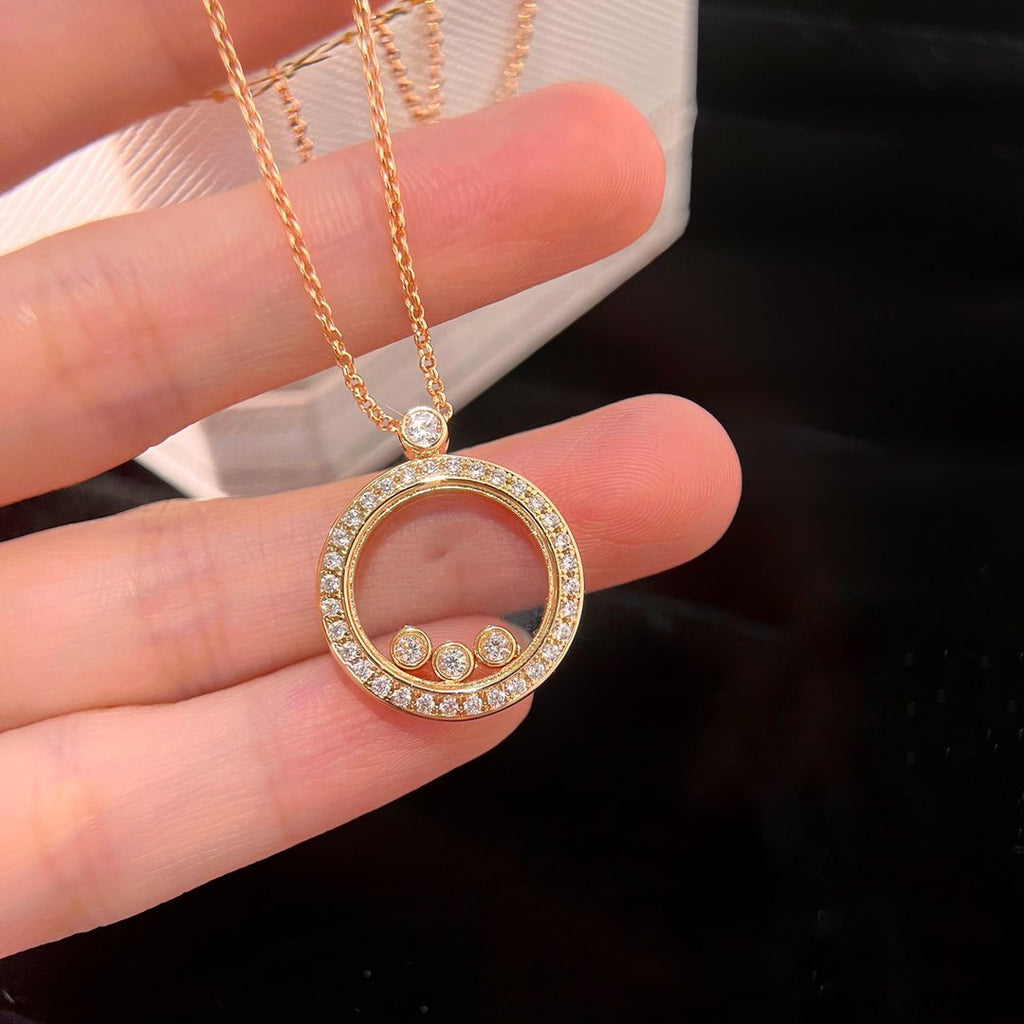 Chopard Happy Heart Cubic Zirconia Pink Gold Necklace