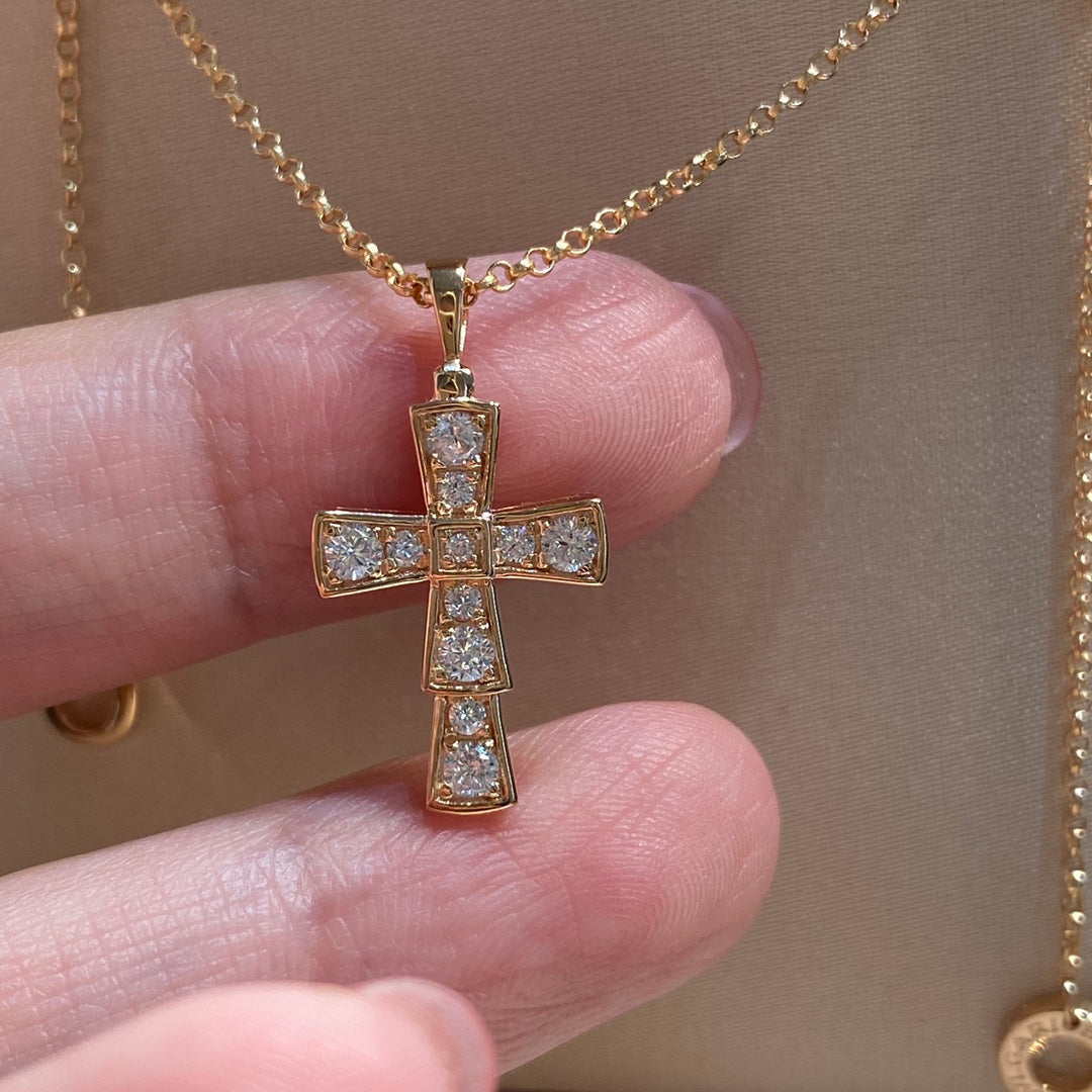 Bvlgari Croce Pendant Cubic Zirconia Necklace