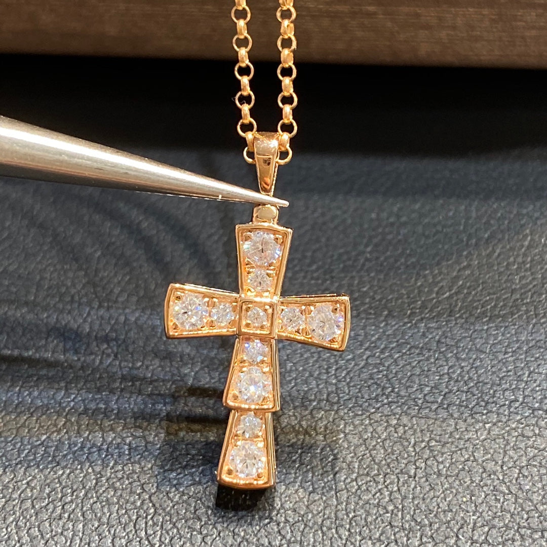 Bvlgari Croce Pendant Cubic Zirconia Necklace