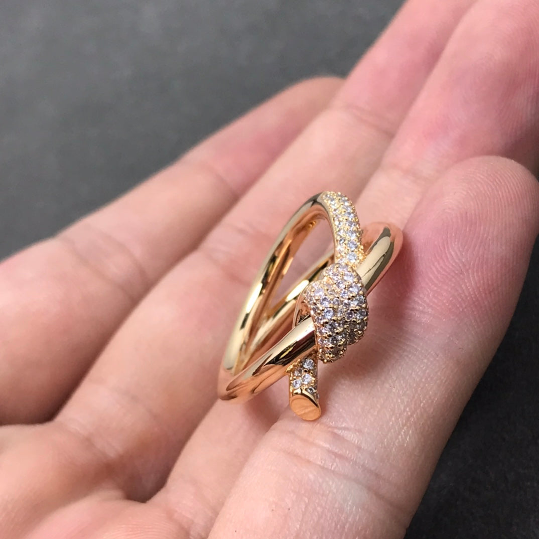 Tiffany Knot Ring Double Row Cubic Zirconia