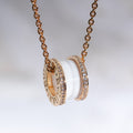 Bvlgari Zero 1 White Ceramic Pink Gold Cubic Zirconia Necklace