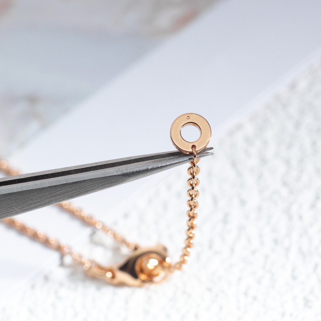 Bvlgari Zero 1 White Ceramic Pink Gold Cubic Zirconia Necklace
