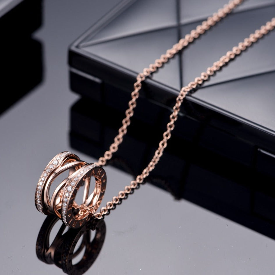 Bvlgari Zero 1 Pink Gold Cubic Zirconia Open Necklace