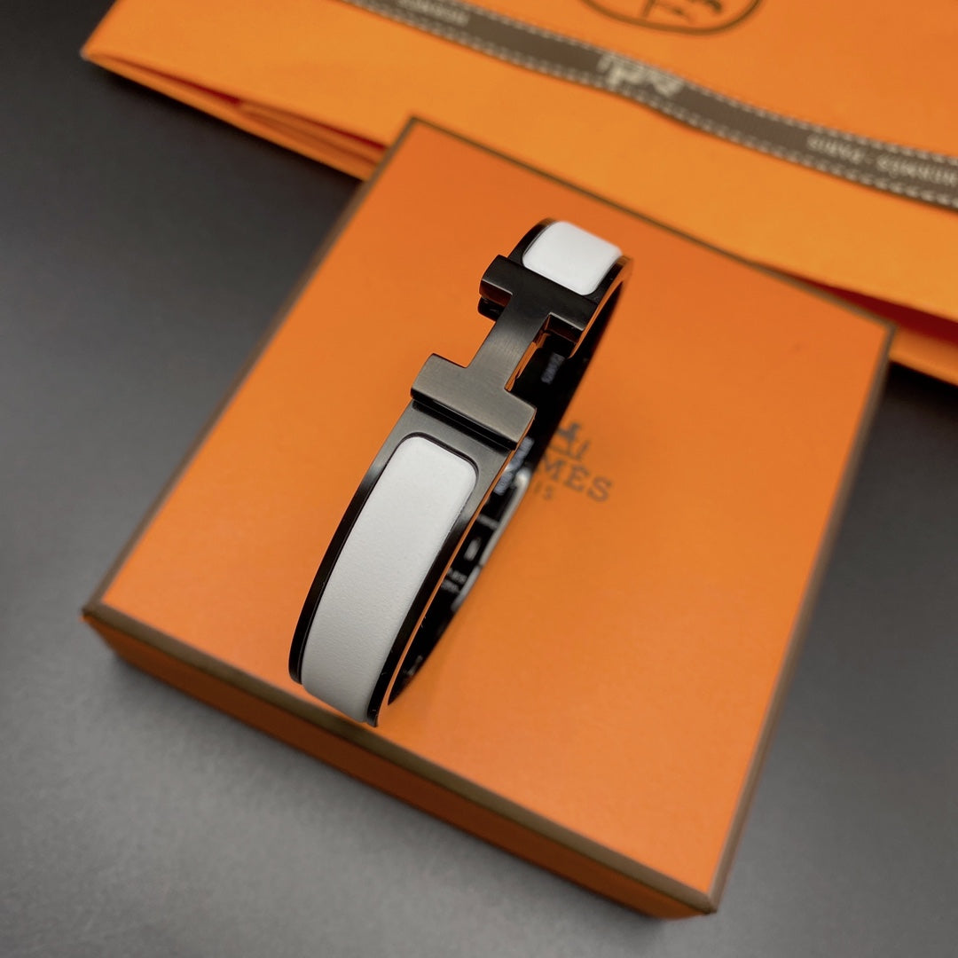 Hermes H Bracelet 12MM Black White Ceramic