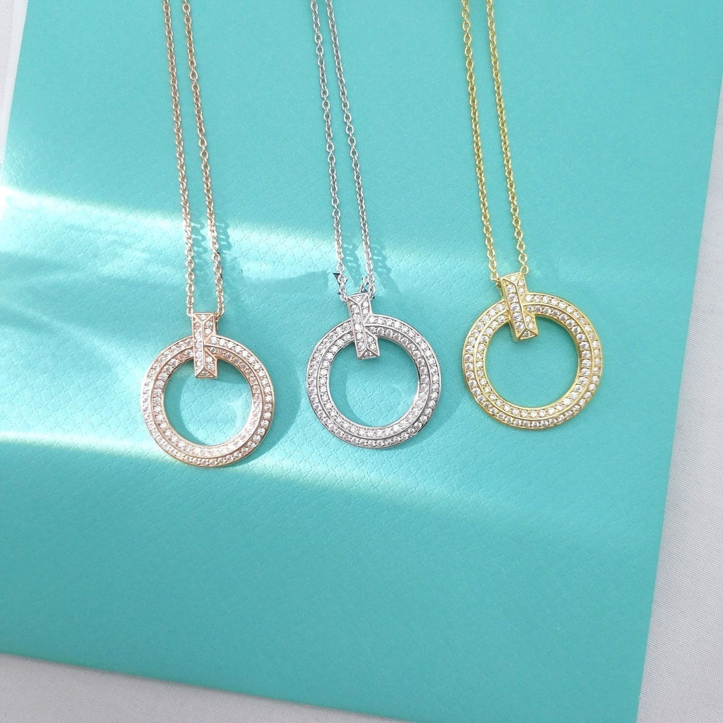 Tiffany T Wire Pendant Cubic Zirconia Necklace