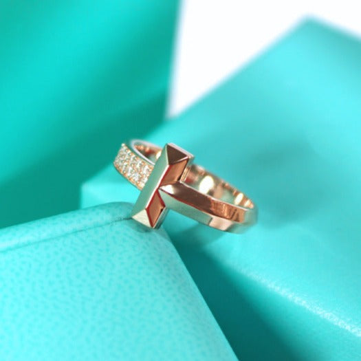 Tiffany T1 Narrow Cubic Zirconia Pink Gold Ring