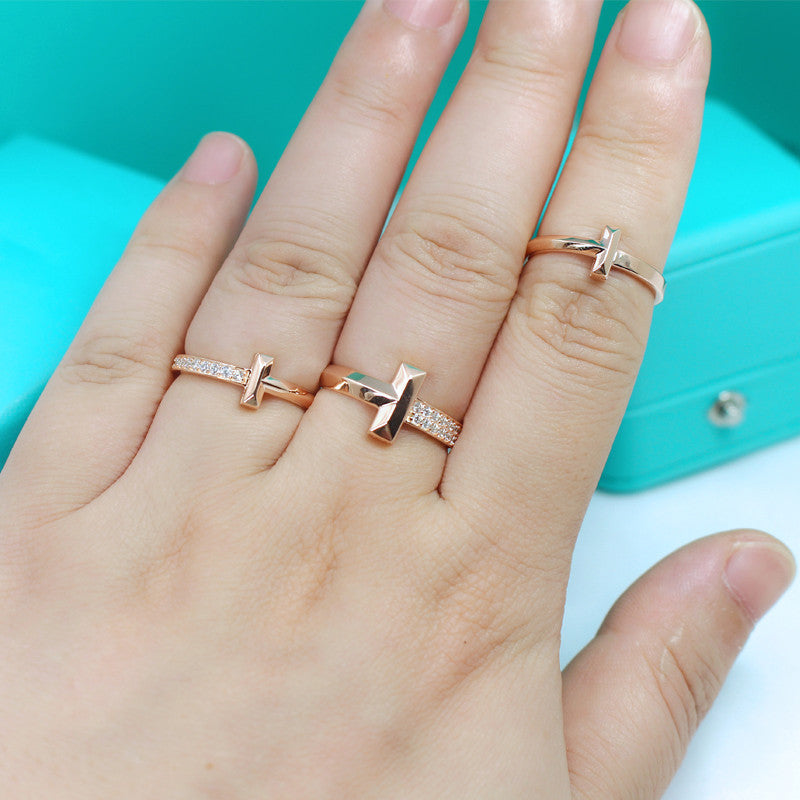 Tiffany T1 Narrow Cubic Zirconia Pink Gold Ring