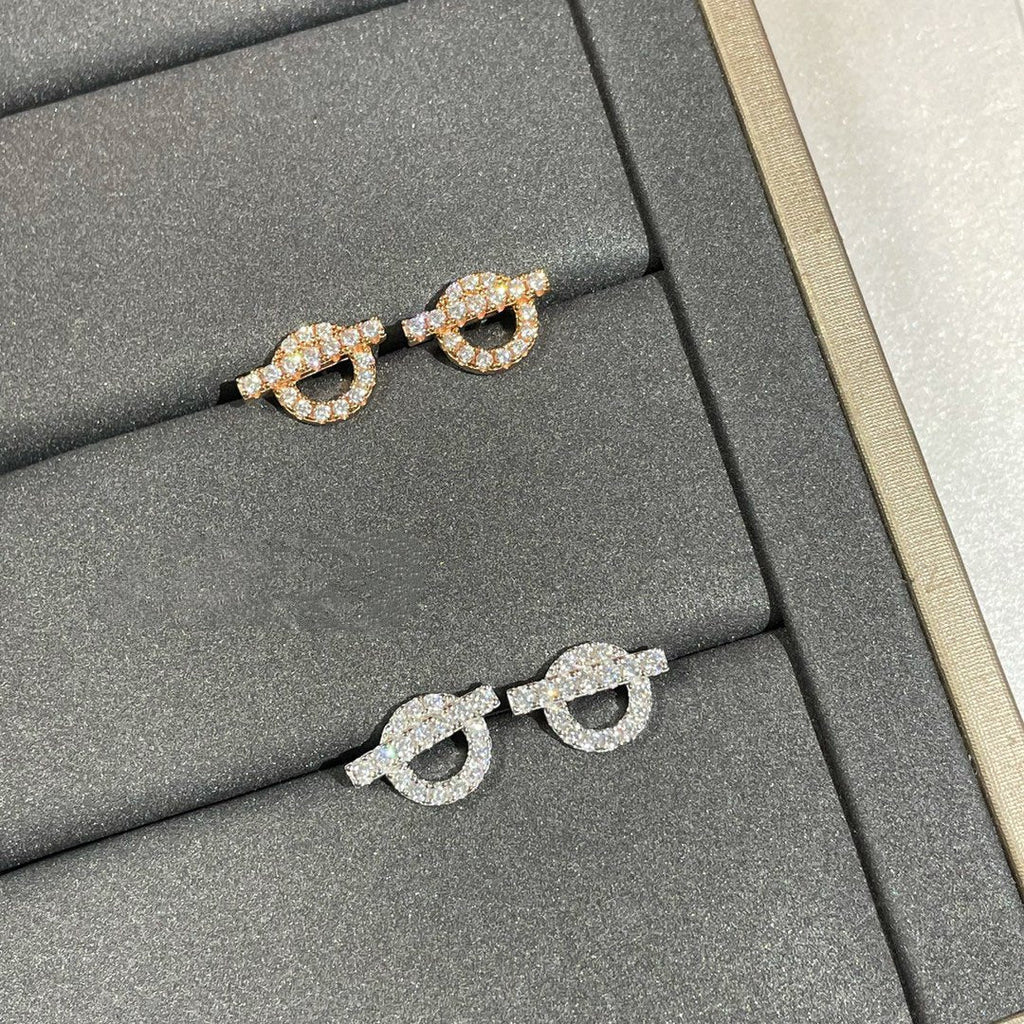 Hermes Echappee Mini Cubic Zirconia Stud Earrings