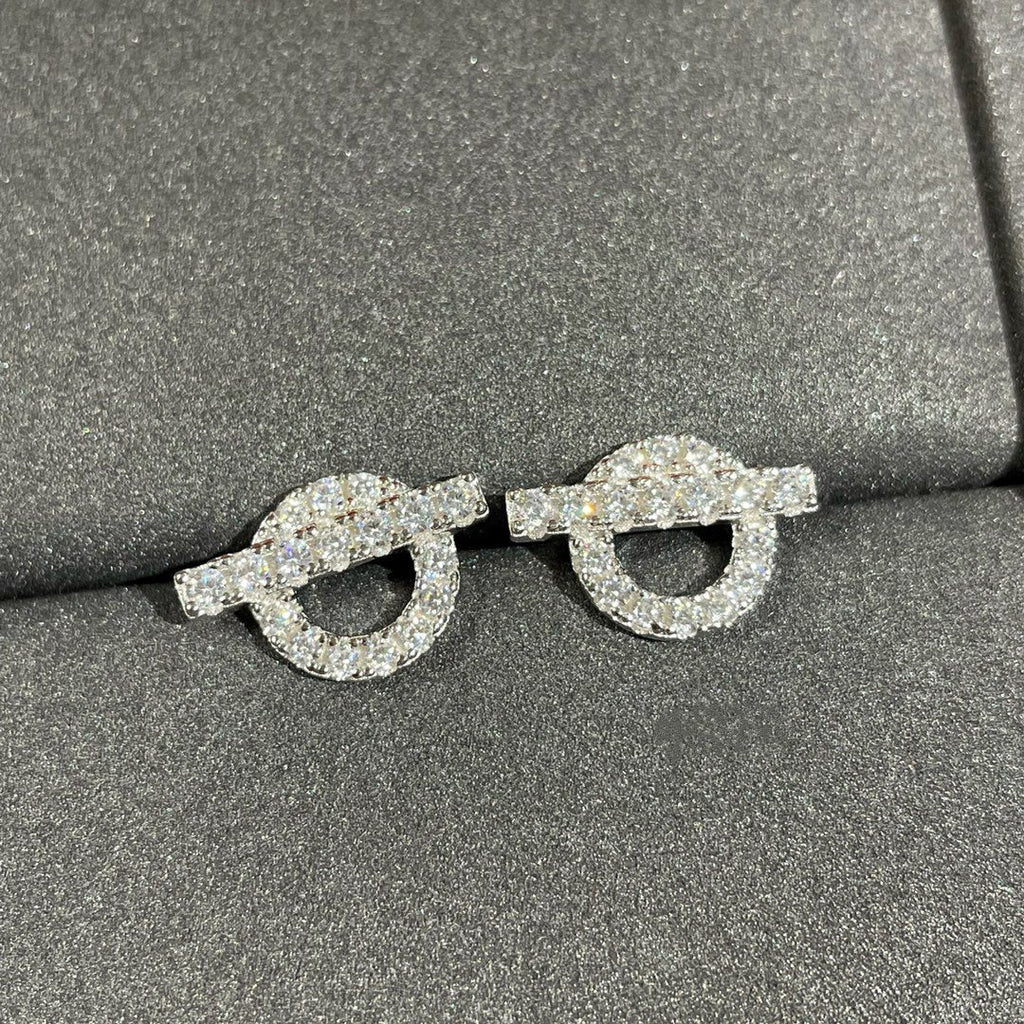 Hermes Echappee Mini Cubic Zirconia Stud Earrings