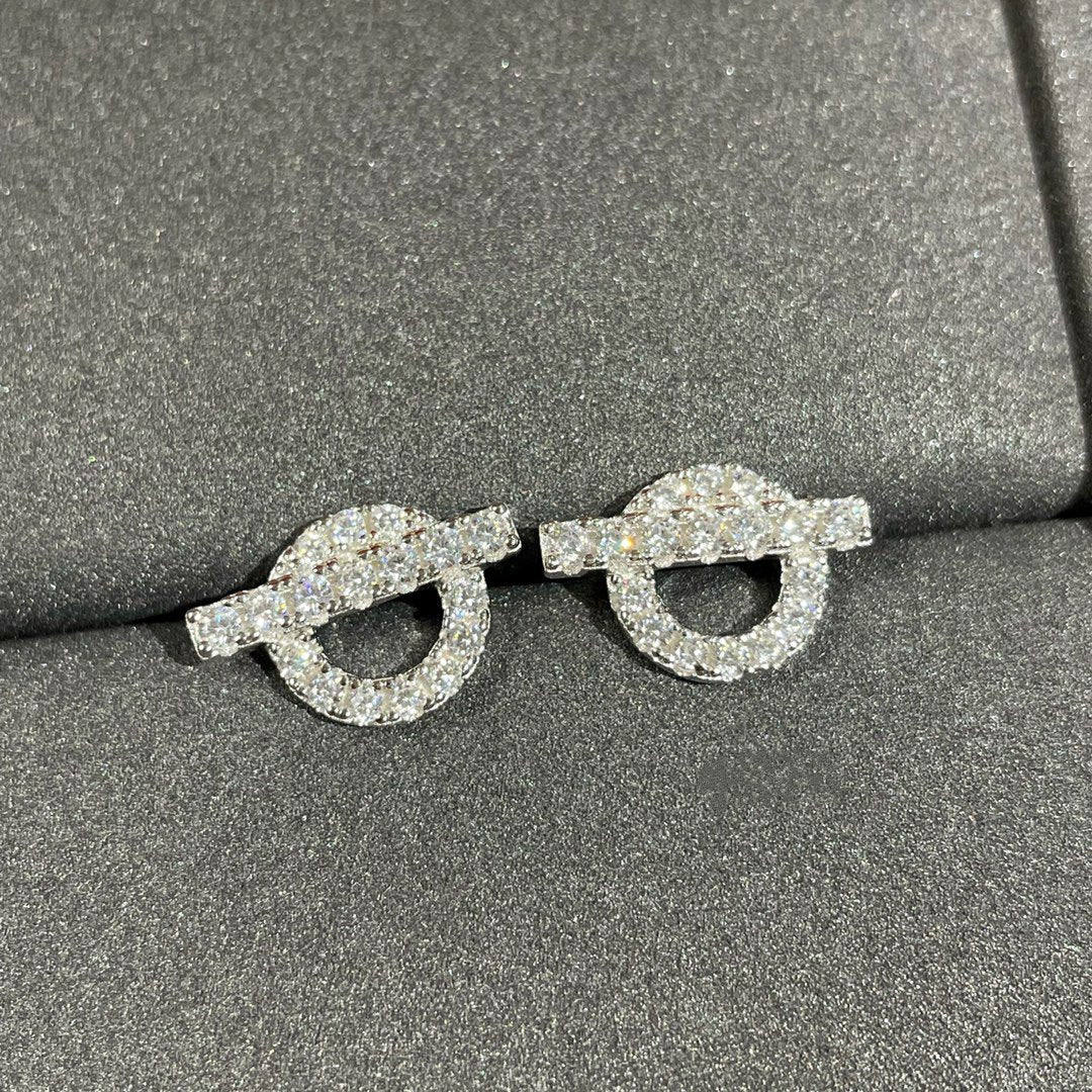 Hermes Echappee Mini Cubic Zirconia Stud Earrings